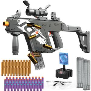 VELIYAKA Toy Gun with Soft Bullets, Automatic Shell Ejecting Foam Bullets Blaster Gun Toys with 100 Darts, 40 Bullets Case, 2 Magazines and Target, Education Toy Model Birthday Gifts for Kids Adults