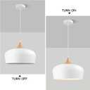 Large 13.8 in Modern Wood Pendant Light Fixtures,Adjustable White Pendant Lighting Fixture,Dome Ceiling Hanging Lights for Kitchen Island, Dining Room