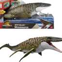 Mattel Jurassic World Rebirth Bite N Blast Mosasaurus Action Figure & Mini Dilophosaurus, Wide Jaw Dinosaur Toy, Movie-Accurate Posable, Digital Play