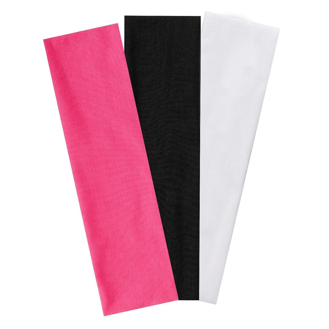 3 Pcs Stretchy Headbands for Women, Non Slip Women Headbands Elastic Hair Bands for Women'S Hair Soft Cotton Cloth Sweat Headband for Workout Yoga Running Sports (Black, Pink, White)