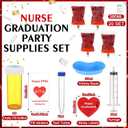 123 Pcs Nurse Graduation Party Supplies Set, Iv Blood Bag for Drink Dram Pill Bottles Test Tube Syringe Kidney Basin for Nurse Week Bsn Rn Lpn School College Nursing Graduation Party Favors Decoration
