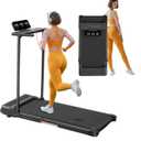 Folding Walking Pad Treadmill with Handle Bar, 3.5HP Compact Portable Foldable Walking Pads Treadmill with Handles, Electric Small Treadmills for Home Office Apartment, LED Display, 400 LBS Capacity (Black 1)