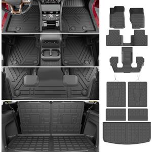 powoq 6 Seats Floor Mats Compatible with 2021-2026 Jeep Grand Cherokee L Cargo Mat Floor Liner TPE Replacement for 2021-2026 Jeep Grand Cherokee L Accessories (Trunk Mat+Backrest Mats+Floor mats)