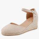 BCTEX COLL Women's Espadrilles Wedge Sandals Ankle Strap Platform Closed Toe Dressy Shoes, Size 6