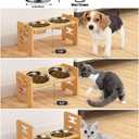 Vantic Elevated Dog Bowls, Adjustable Raised Dog Bowl Stand for Small Puppy and Cats, Sturdy Bamboo Pet Food Feeder with 2 Stainless Steel Dishes, Natural, Size: Small