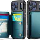 Vinich for iPhone 17 Pro Wallet Case with Card Holder, RFID Blocking Credit Slots Kickstand Shockproof Phone Cover Fit for iPhone 17 Pro 6.3" Bluish Green