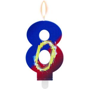 Cartoon Birthday Candle, Blue & Gold Ring Print Happy Birthday Number Candle Cake Topper Ideal Cake Decorations and Cartoon Themed Party Favors and Supplies(Number 8)