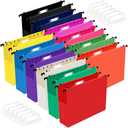 Gaillty 24 Pack Extra Capacity Plastic Hanging File Folders, Letter Size Hang Folders with 2 Inch Expansion, Heavy Duty Filing Folder Organizer for Cabinet Home Office Organization(Assorted Color)
