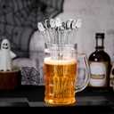 20 Pcs Halloween Swizzle Sticks Stainless Coffee Cocktail Stirrers 8.07 Inches Ghost Stirrers Reusable Cocktail Stir Sticks for Halloween Party Tea Coffee Bar Decoration