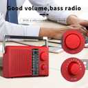 LEOTEC Portable AM FM Radio with Best Reception AC & Battery Operated Big Speaker,Large Tuning Knob,Clear Dial,Earphone Jack for Gift (Red)