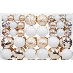 100ct Assorted Christmas Ball Ornaments Set,Shatterproof Seasonal Christmas Tree Decorations with Reusable Gift Package for Xmas Holiday Wedding Party and Home Decor (Champagne Gold)