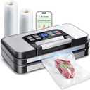 95Kpa Powerful Precision Pro Vacuum Sealer, with Double Heat Seal & Double Pump, Easy-Lock Handle, 10-in-1 Vacuum Sealer Machine for Food with Bags Storage, Built-in Cutter, Stainless Steel