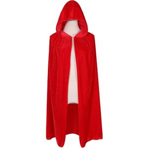 BIGXIAN Kids Hooded Velvet Cloak Halloween Christmas Cosplay Fancy Cape (Red)