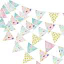 2 x G2PLUS Summer Party Decorations Banner, 39FT Tropical Flamingo Pineapple Bunting Banner, Reusable Cotton Triangle Flag Garland for Pool, Beach & Luau Party