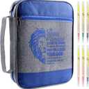 Faithful Hers Bible Cover for Mens Bible Case with 6 highlighters Lightweight Nylon Carrying Bag Multifunction Church Study Book Carrier with Handle Christian Gifts