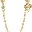 Charm for Bracelets and Necklaces, Heart Animals 925 Sterling Silver Bead Celestial Sun Moon Star Charms Jewelry Gift for Women Girls (Bow Safety Chain Charm)