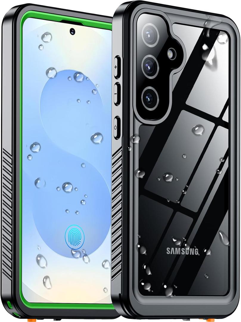 Temdan Designed for Samsung Galaxy S25 Case Waterproof, Built-in Lens & Screen Protector Military Shockproof Dropproof IP68 Underwater Full Body Phone Case for Galaxy S25 5G 6.2"-Green/Clear (2025)