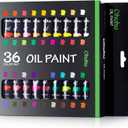 Ohuhu Oil Paint Set, 36 Oil-Based Colors, 12ml/0.42oz x 36 Tubes Non-Toxic Oil Painting Set Supplies for Canvas Painting Artist Kids Beginner Adult Classroom Student Art Supplies Gift DIY