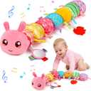 Baby Girls Toys 0-6 Month Music Animal Stuffed Caterpillar Toy for Infant 0-3 3-6 Months Mirror Crinkle Rattle Tummy Time Sensory Toys for 3 4 5 6-12 Month Old Newborn Baby Shower Valentines Gifts