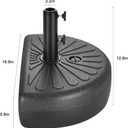 FLAME&SHADE 73lb Half Round Water Fillable Base Stand Weight for Patio Market Table Umbrella Outdoor, Black