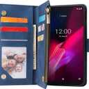 Asuwish Compatible with T-Mobile Revvl 4 Plus Wallet Case and Tempered Glass Screen Protector Flip Cover Card Holder Cell Phone Cases for Tmobile Revel 4+ T Mobile Revvl4+ TCL Revell Four + 4Plus Blue