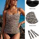 RELLECIGA Women's Ruched Tankini Top, Leo,  Size XL