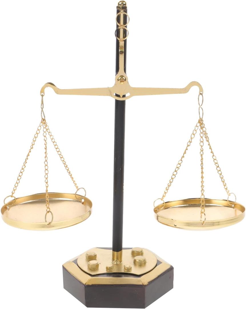LOGOFUN Libra Scale Decor Vintage Style Libra Jewelry Display Lawyer Scale of Justice Stand Craft for Home Office Table Decoration - Small 9.2 * 7.8 * 3.14IN