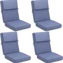 Outdoor High Back Chair Cushion Seat Pads, 44 x 21 Inch Water-Repellent & Fade-Resistant Patio Furniture Cushions, Oxford waterproof fabric Slipcover, Sponge Foam Filling, Set of 4,Dark blue, 4)