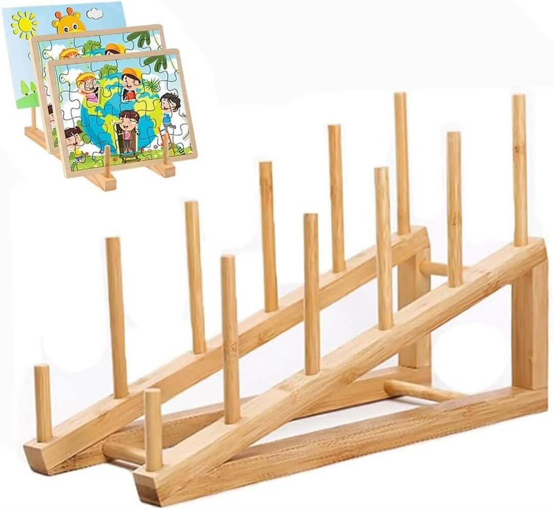 Wooden Puzzle Storage Rack Jigsaw Puzzle Holder Rack for Puzzle Easel Board Easy to Install Wood Display Stand 11.10 inch Organizer Shelf for Adults Craft C Collection Lovers C-1