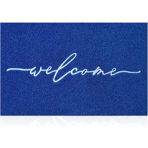 AAZZKANG Blue Door Mat Outdooor Entrance Welcome Doormat Large 24x36 with Durable Non Slip Rubber Backing Ultra Absorb Mud Durable Outside Inside Door Rug for Entryway, High Traffic Areas