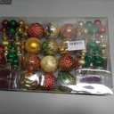 92ct Christmas Tree Decoration Set - Shatterproof Christmas Baubles with Strings for Wreath, Garland & Party Decoration, Red-Green