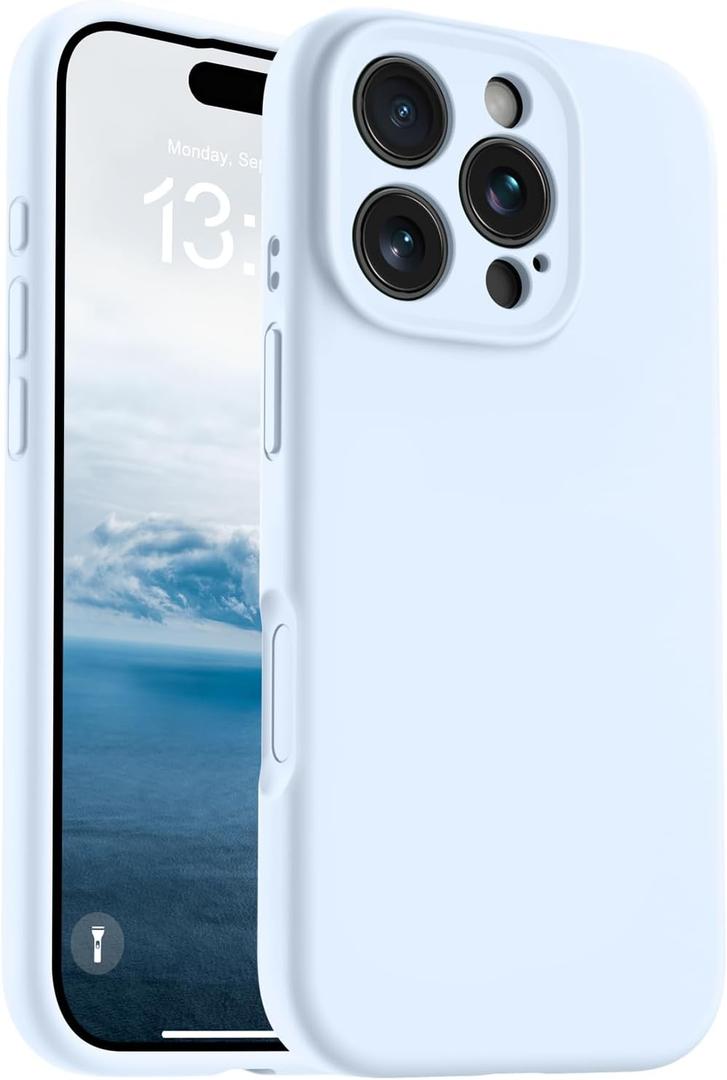 OTOFLY Magnetic for iPhone 16 Pro Case,Compatible with Magsafe,Classic Liquid Silicone Mobile Phone Case,Integrated Camera Control Button,Anti-Scratch Microfiber Lining, Light Blue