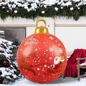 23.6 Inch Giant Inflatable Christmas Ball Santa Claus Elk Inflatable Decorations PVC Inflatable Ornaments for Christmas Tree Yard Lawn Porch Winter Holiday Merry Christmas Outdoor Decor