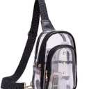 Clear Sling Bag for Stadium Events, Crossbody Bag for Women - Stadium Approved (Black)