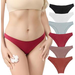 6-pack Cotton Underwear for Women Low Rise Stretch Bikini Sexy Ladies Panties (Medium, 01 Multicolor B)