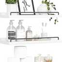 Floating Shelves for Wall Decor, White Shelves for Bathroom, Living Room, Bedroom, Picture Frames, Plants, Kitchen (Set of 3), 22 Inches