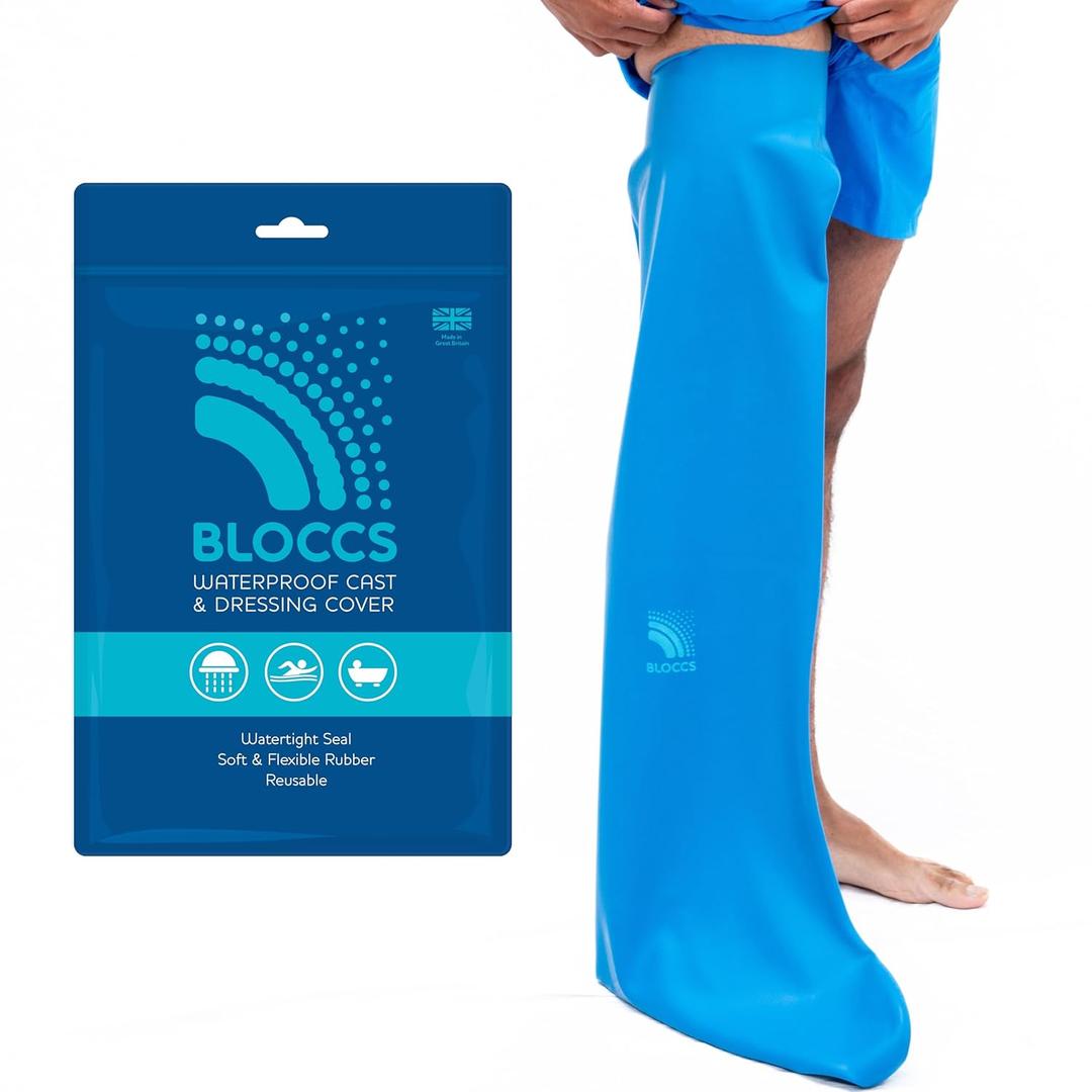 Bloccs Waterproof Plaster Cast Covers Leg, Swim, Shower & Bathe. Watertight Protector, Adult Full Leg