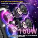 QxbJoy Portable Bluetooth Speaker: 160W Peak Powerful Loud Sound Deep Bass Wireless Boombox Large Subwoofer 15 Hours Battery Life Fast Charging with Led Light Show for Party Outdoor Camping Backyard