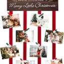 Christmas Card Holder Display, Merry Christmas Wooden Hanging Picture Holders, Xmas Card Display with 24 Photo Clips, Xmas Wall Door Window Home Decor