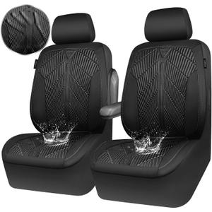 CAR PASS Waterproof Car seat Covers Front Seats Covers Neoprene Wetsuit, All-Weather Non-Slip Durable, Universal Fit for SUV Sedans Trucks Vans Automotive, Armrest Airbag Compatible, Emboss 2 Black