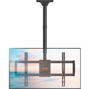 ELIVED Ceiling TV Mount for Most 37-75 Inch Flat/Curved TVs, Height Adjustable Ceiling Mount for Flat Pitched Roof, Hanging TV Bracket 360 Swivel Full Motion, Holds up to 110 lbs, Max VESA 600x400mm