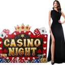Geelin 1 Pcs 5 ft Casino Night Vegas Party Game Theme Party Decoration Casinos Nights Cardboard Stand-up Cutout Freestanding Casino Photo Prop for Poker Night Parties Decoration