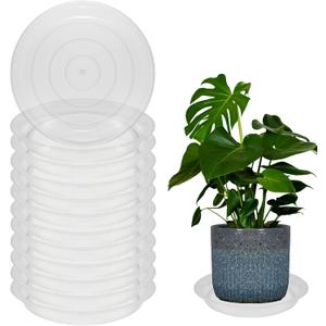 12 Pack 8 Inch Round Plant Saucers for Less 6.8 Inch Pot Indoors Outdoors Plant Trays for Pots Planter Saucer Plastic Plant Drip Tray Planter Water Tray for Potted Plants (Clear, 8"(12pcs))