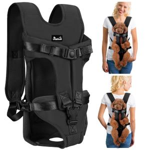 Lukovee Dog Backpack Carrier, Legs Out Easy-fit Dog Front Carrier for Small Medium Dogs, Adjustable Hands Free Dog Chest Carrier for Hiking Cycling (B,Medium)