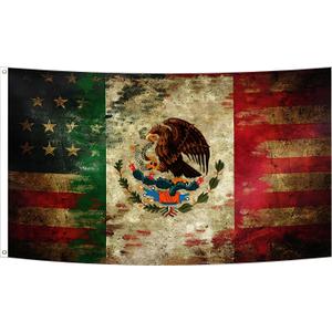 American Mexican Friendship Flag 4x6FT USA Mexico Flag Fade Proof Vivid Color Polyester with Brass Grommets For Indoor Outdoor (C, 4x6FT)