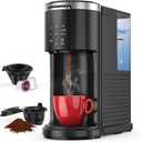 COWSAR Single Serve Coffee Maker, Coffee Brewer for Capsule and Ground Coffee, Capsule Coffee Machine with 40 Oz Water Tank, 5 Brew Sizes Up To 14 Oz, Black