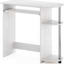 Furinno Simplistic Easy Assembly Computer Desk, with Keyboard Tray, White Oak/Stainless Steel