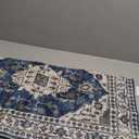 2x3 Washable Vintage Area Rug: Indoor Soft Entryway Rug with Non Slip Backing Water Resistant Carpet for Kitchen Bathroom Laundry Low Pile Door Mat Perfect for Homes with Cats & Dogs(2x3,Blue)