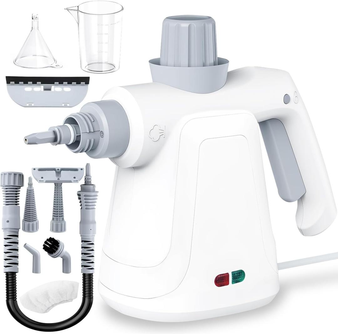 Pressurized Handheld Steam Cleaner 400ML, 9-in-1 Multipurpose Portable Steamer with Safety Lock, Chemical-Free Deep Cleaning for Grout, Floors, Windows, Car, Bathroom, Kitchen, Home