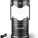 Lichamp 1-Pack Solar Camping Lantern, USB Rechargeable LED Lanterns Battery Powered Pop Up Flashlight Lamps with Three Modes Power for Power Outages Hurricane Supplies Emergency Indoor & Outdoor